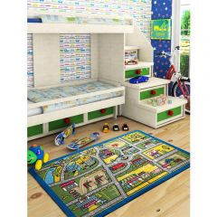 Confetti Traffic Blue Kids Carpet 100x150cm