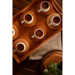 Bamboo Ottoman 6 Person Plain Turkish Coffee Cup Set - 6x8 - Bamboo coffee cups, Porcelan coffee cups