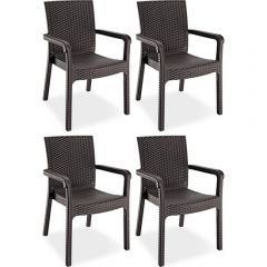 4-Piece Outdoor Brown Patio Chairs