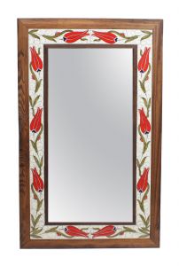 Red Tulip Decor Wooden Decorative Mirror 50x70cm - 70x50 - Colorful WALL MIRRORS