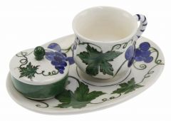Şermin Model Turkish Coffee Cup and Turkish Delight Holder - 14x14 - Blue Coffee Cups, Porcelain Coffee Cups