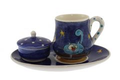 Blue Speck Fantasy Porcelain Coffee Cup  - 14x10 - Blue Coffee Cups