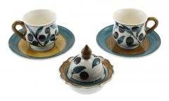 Olive Decorated Set of 2 Cups - 6x6 - Colorful Coffee Cups