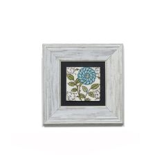 Authentic Turquoise Flower Painting - 23x23 - Blue Wall Decors