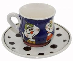 Fun Goofy Friends Pink Plate Single Cup - 8x8 - Blue Coffee Cups