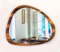 Amorf Mirror - 38x38 - Walnut Wall Mirrors