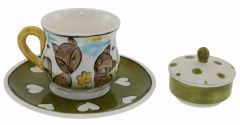 Fun Cute Foxes Cup and Turkish Delight Holder - 8x8 - Colorful Coffee Cups