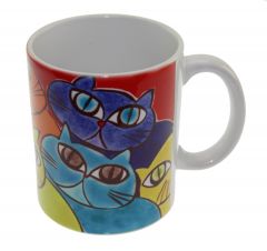 Colorful Cats Porcelain Mug & Cup - 13x13 - Colorful MUGS, Porcelain MUGS