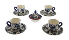 Naturalist Girdle Porcelain Cup  Set of 4 - 8x6 - Blue Coffee Cups