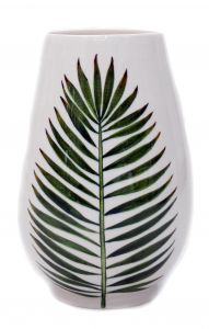 Tropical Leaf Decorated Hive Vase - 18x18 - Green Vases & Jars