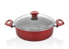 GRANITE FLAT POTS 4NO:28*8 - 28x28 - Red POTS & PANS