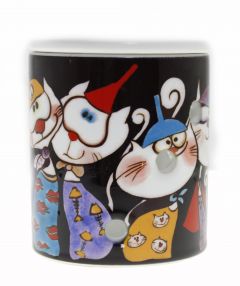 Porcelain Cats Censer, Oil Burner - 9x9 - Colorful Candle Centerpieces, Porcelain Candle Centerpieces | Loftry