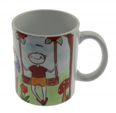 Cheerful Children Park Pleasure Porcelain Mug Cup - 13x13 - Colorful MUGS, Porcelain MUGS