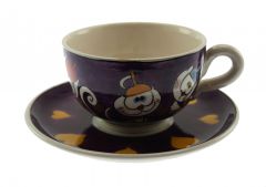 Mustard Color Heart Single Nescafe Cup - 12x12 - Purple Coffee Cups