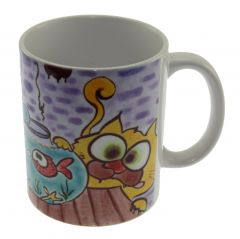 Dome Colored Cats Porcelain Mug Cup - 13x13 - Colorful MUGS, Porcelain MUGS