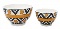 2 Pcs Geometric Decorated Bowl - 11x11 - Gold & White Bowls