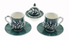 Porcelain Coffee Cup Set - 12x12 - Green Coffee Cups 
