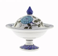 Porcelain Authentic Flower Sugar Bowl - 30x30 - Colorful Bowls