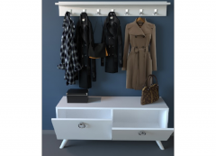 HOLL White Coat Rack and Storage Bench