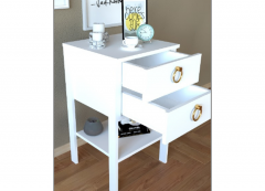 ROSA 2-Drawer White Nightstand