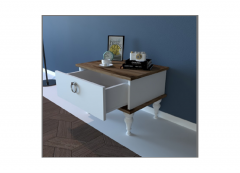 EXXEN Nightstand - 40x42x43 - White and Brown Nightstands