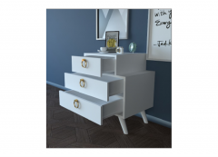 ADEL 3-Drawer White Nightstand