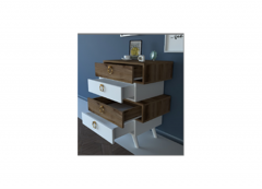 VITELA 4-Drawer Nightstand - 44x70x70 - White and Brown Nightstands