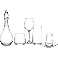 61 Piece Glass Drinkware Set, Carafe, Tumbler, Drinking Glass, Tea Cup with Saucers