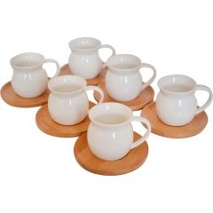 12 Piece Coffee Cup Set Bamboo Saucers