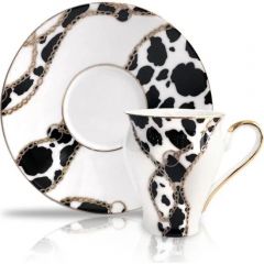 12 Piece Turkish Coffee Cup Set Leopard Pattern