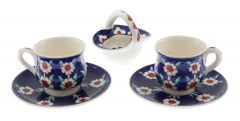 Red Drop Basket Porcelain Cup  2 Pcs - 8x6 - Blue Coffee Cups