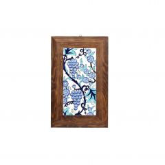 Wooden Grape Pattern Tile Table 18x28 Cm - 10x10 - Blue DECORATIVE OBJECTS