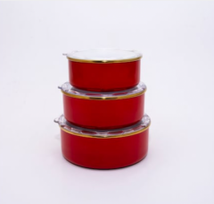 ENAMEL 14/16/18 3-PIECE STORAGE CONTAINER SET - RED