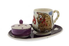 Purple Ground Fantasy Porcelain Coffee Cup  - 14x10 - Purple Coffee Cups