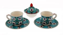 Daisy Turquoise Model Porcelain Turkish Delight Holder Set of 2 - 8x6 - Blue Coffee Cups