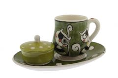 Olive Green Fantasy Porcelain Coffee Cup  - 14x10 - Green Coffee Cups