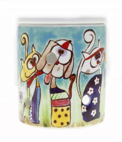 Porcelain Cats and Dogs Censer, Oil Burner - 9x9 - Colorful Candle Centerpieces, Porcelain Candle Centerpieces | Loftry