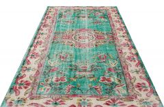 Special Modern Vintage Tumbled Carpet - 265x180 - Green Area Rugs, Wool Area Rugs