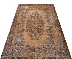 Real Hand Woven Special Vintage Tumbled Carpet - 204x123 - Brown Area Rugs, Wool Area Rugs