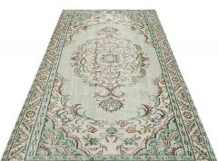 Real Hand Woven Special Vintage Tumbled Carpet - 264x156 - Green Area Rugs, Wool Area Rugs