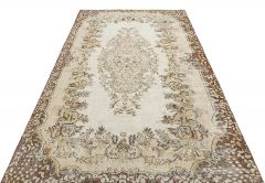 Real Hand Woven Special Vintage Tumbled Carpet - 274x170 - Brown Area Rugs, Wool Area Rugs