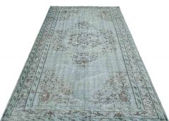 Real Hand Woven Special Vintage Tumbled Carpet - 250x159 - Blue Area Rugs, Wool Area Rugs