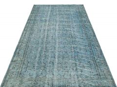 Real Hand Woven Special Vintage Tumbled Carpet - 240x154 - Blue Area Rugs, Wool Area Rugs