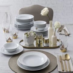 24 Piece White Porcelain Dinnerware, Service for 6