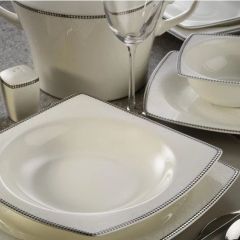 62 Piece Bone Mare Porcelain Dinnerware, Service for 12