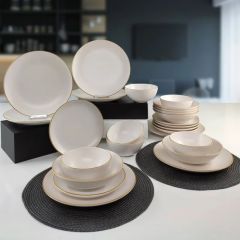24 Piece Porcelain Matt Finish Dinnerware Set, Service for 6