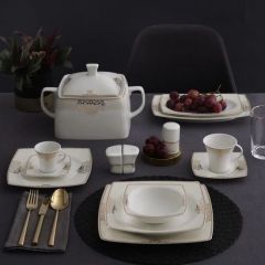 85 Piece Large Square Dinnerware, Service for 12