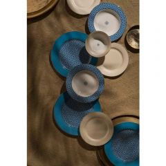 The Swan 24-Piece Dinnerware Set, Service for 6, Blue, White and Beige