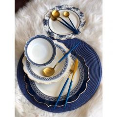 24 Piece Blue Dinnerware, Service For 6