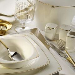 62 Piece Bone Mare Gold Dinnerware, Service For 12